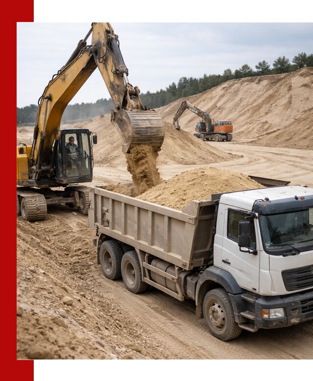 Доставка карьерного песка с самосвалами и разгрузкой в Шахтах