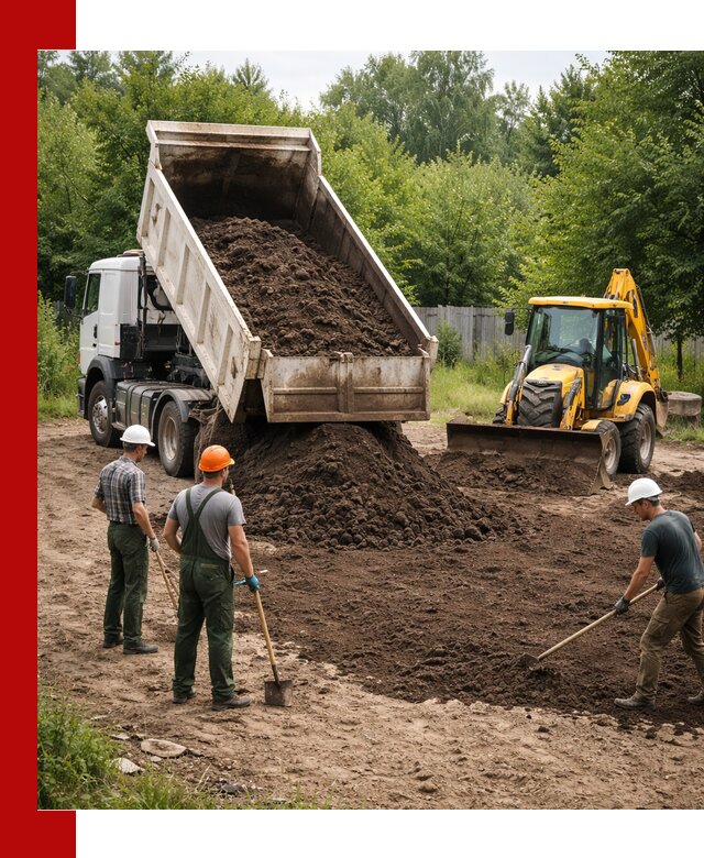 Доставка и укладка грунта для выравнивания участка в Шахтах