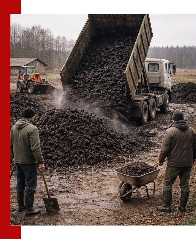 Доставка низинного торфа с разгрузкой и доставкой в Шахтах