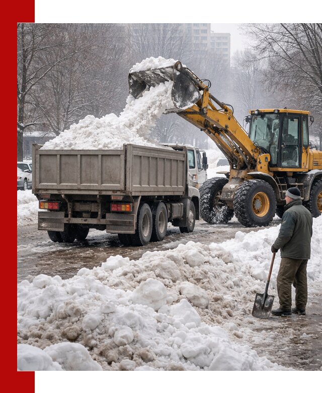 Вывоз снега грузовой техникой в Шахтах оперативно и чисто