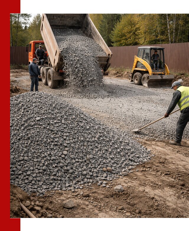 Отсыпка участка щебнем с доставкой и уплотнением в Шахтах